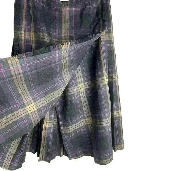 Vintage Al Jean Canada Inc. plaid pure virgin wool  pleated kilt skirt - Picture 4 of 12